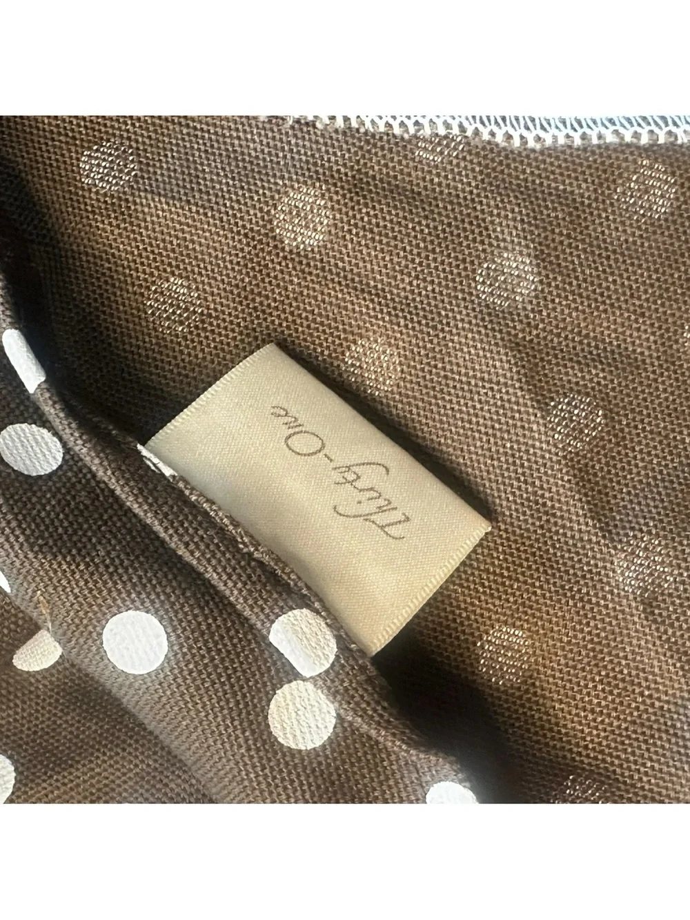 Thirty-One Brown Polka Dot Ruffle Half Apron Tie Waist